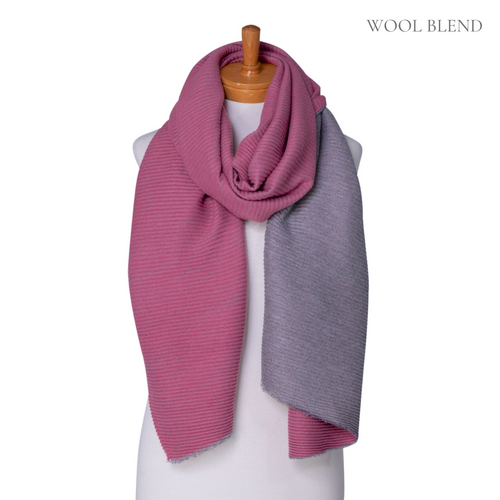 THSS2405: Pink: Reversible Plain Crimped Scarf