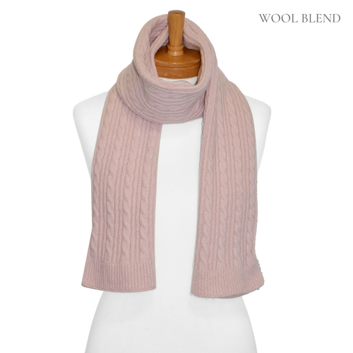 THSS2435: Pink: Cable Rib Scarf 