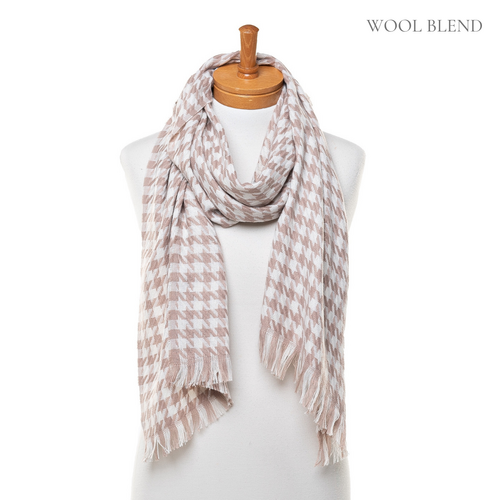 THSS2545: Brown: Small Narrow Houndstooth Scarf