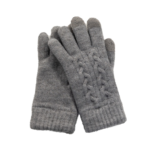 THSS2551GX: Medium Grey : Braid Knit Gloves