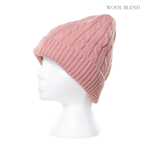 THSS2552: Blush Pink : Braid Knit Beanie