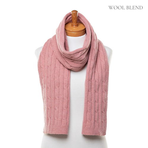 THSS2552HX: Blush Pink : Braid Knit Scarf