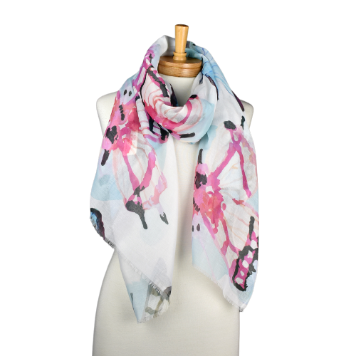 THSS2584: Multi: Watercolour Butterfly Scarf