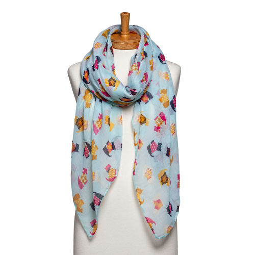 THSS2608: Aqua Blue: Multi Terrier Scarf