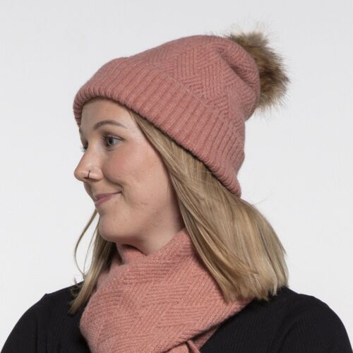 THSS2661HX: Winter Pink: Pattern Rib Knit Beanie