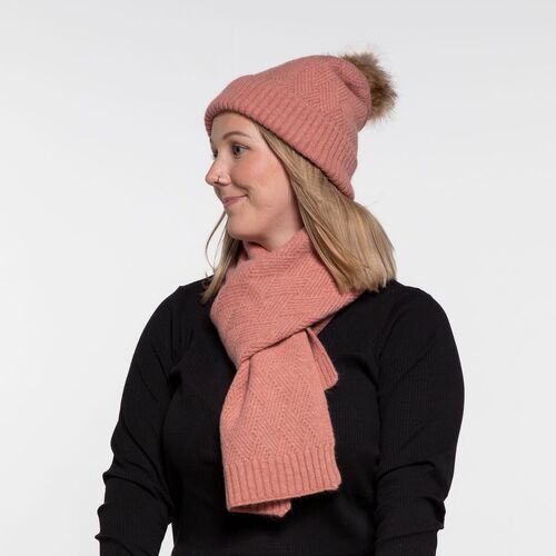 THSS2661: Winter Pink: Pattern Rib Knit Scarf