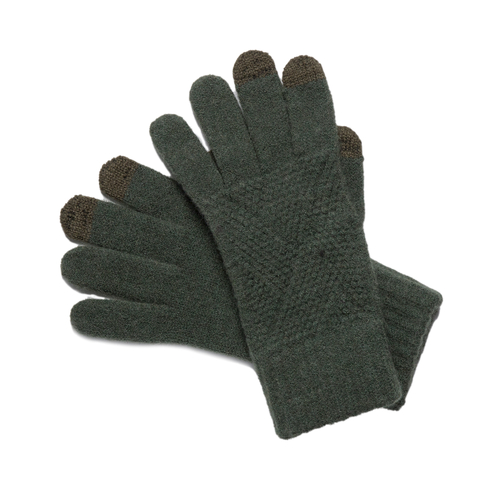 THSS2662GX: Forest Green: Pattern Rib Knit Gloves