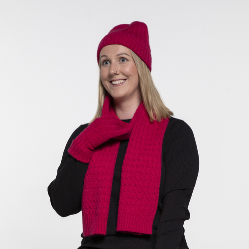 THSS2667: Hot Pink: Cable Knit Scarf 