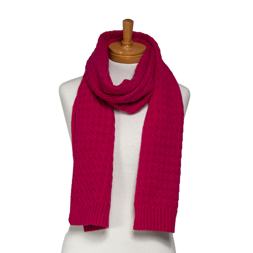 THSS2667: Hot Pink: Cable Knit Scarf 
