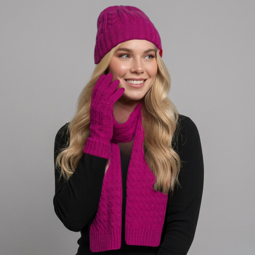 THSS2667: Hot Pink: Cable Knit Scarf