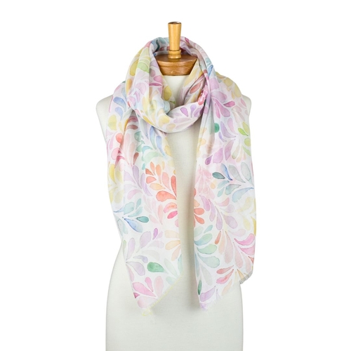 THSS2797: Rainbow: Rainbow Watercolour Leaf Scarf
