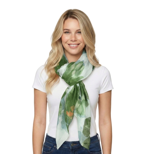 THSS2811: Green: Peony Floral Scarf