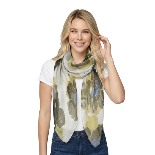 THSS2812: Brown: Peony Floral Scarf
