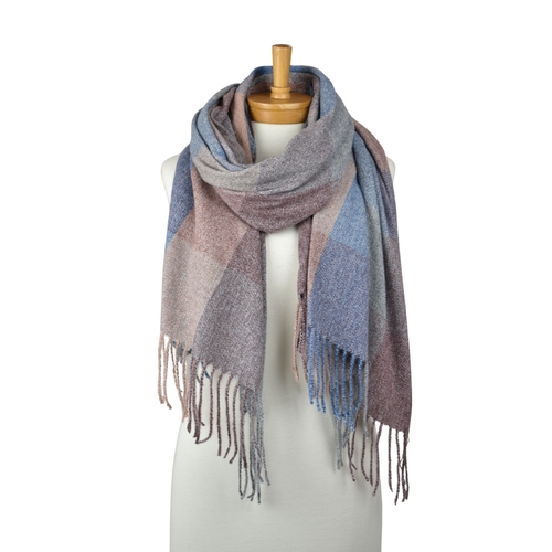 THSS2821: Dusty Blue: Autumn Checkered Scarf