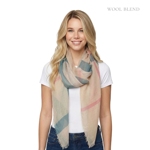 THSS2828: Brown: Large Check Scarf