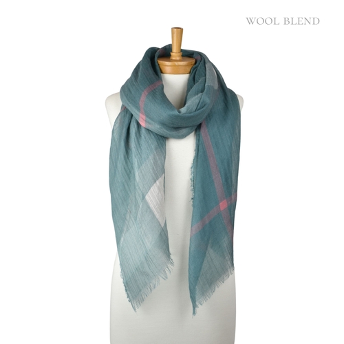 THSS2829: Green: Large Check Scarf