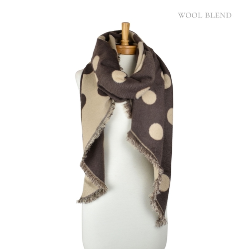 THSS2848: Coffee: Reversible Polka Dot Scarf