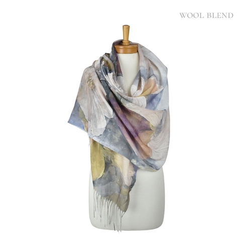 THSS2850: Brown: Gardenia Watercolour Scarf