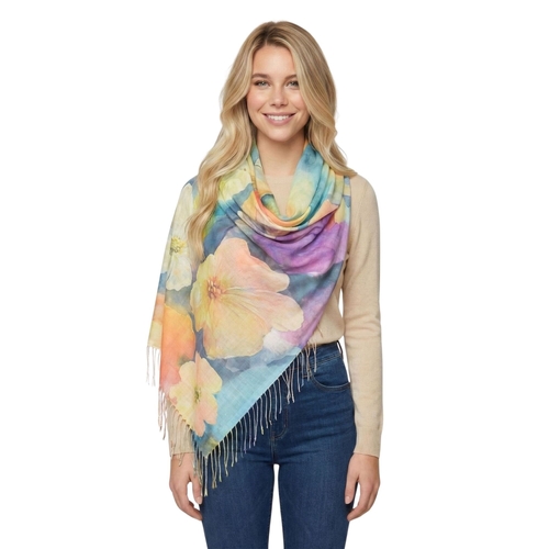 THSS2852V: Multicolour: Gardenia Watercolour Scarf