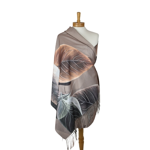 THSS2853: Brown: Leaf Art Scarf