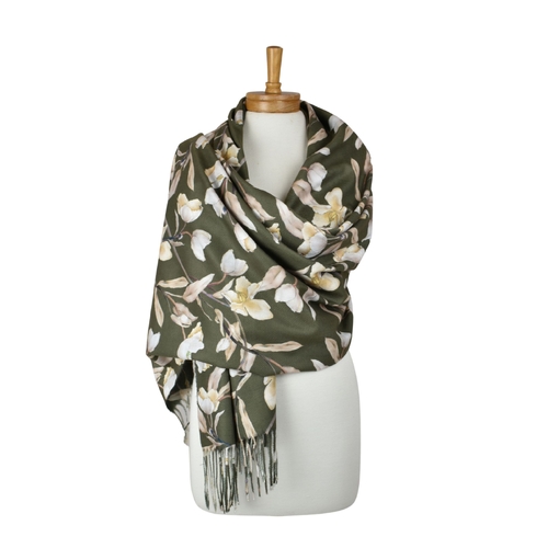 THSS2855: Olive Green: Magnolia Garden Scarf