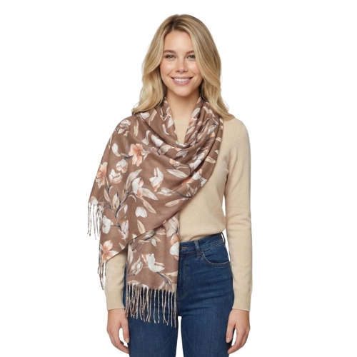 THSS2856: Brown: Magnolia Garden Scarf