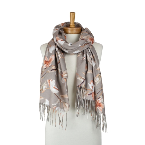 THSS2858: Grey: Magnolia Garden Scarf