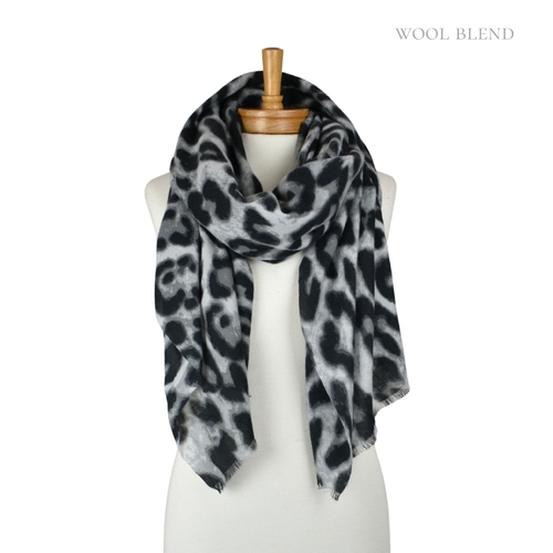 THSS2861: Grey: Lux Leopard Scarf