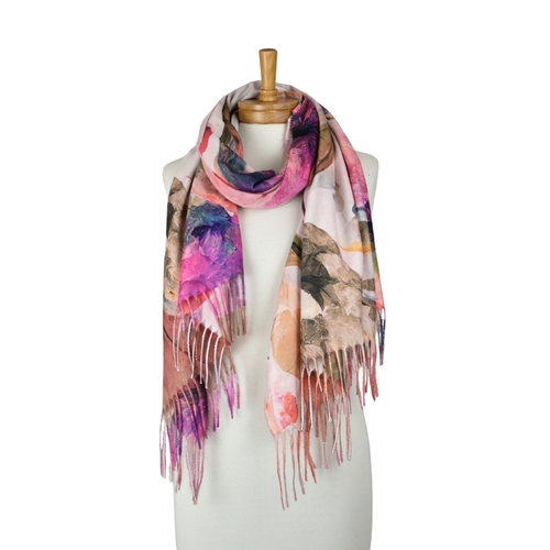 THSS2868: Pink: Watercolour Flower Scarf