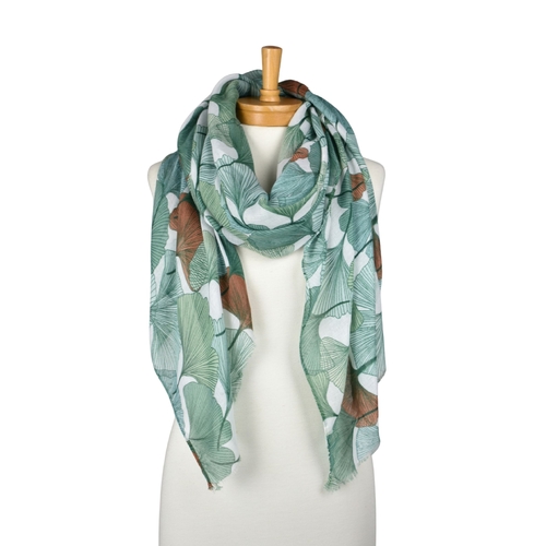 THSS2893: Green: Ginkgo Leaf Scarf