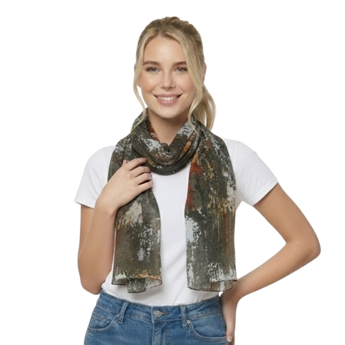 THSS2894: Green Brown: Abstract Brushstroke Scarf