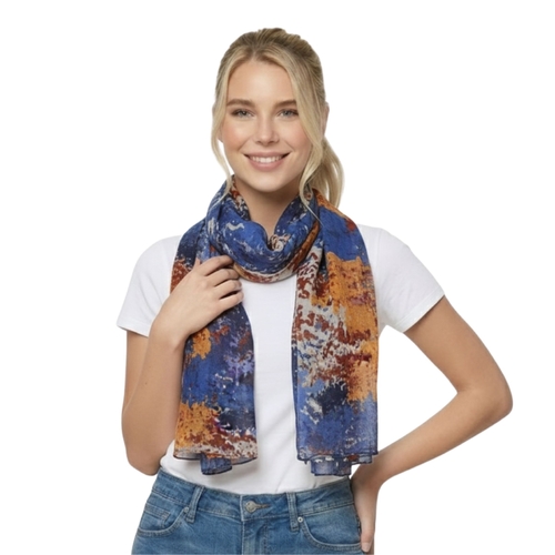 THSS2895: Blue Yellow: Abstract Brushstroke Scarf