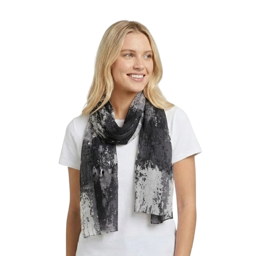 THSS2896: Black White: Abstract Brushstroke Scarf