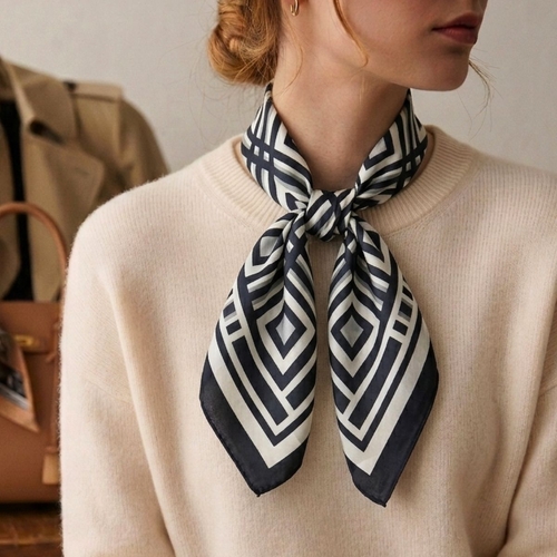 Black: Geometric Square Scarf