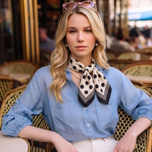 White: Medium Polka Dot Square Scarf