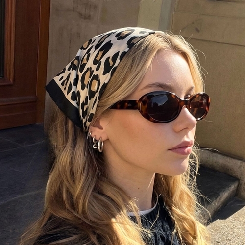 Ivory: Leopard Square Scarf