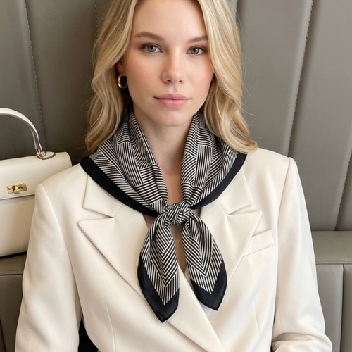 Black: Noir Stripes Square Scarf