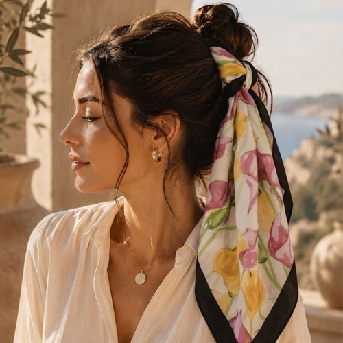 White: Mix Calla Lily Square Scarf
