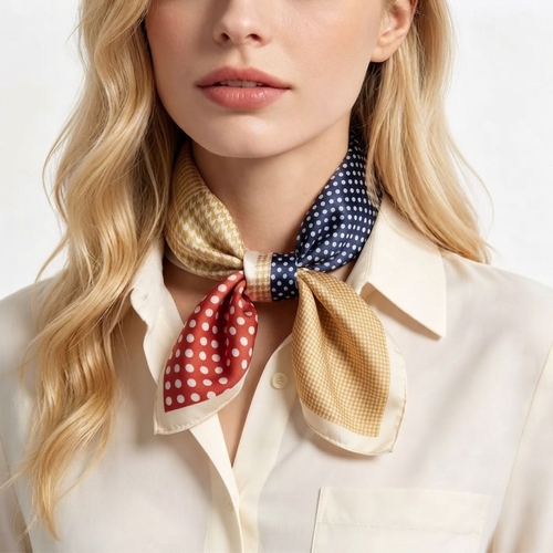 Red: Multi Pattern Square Scarf