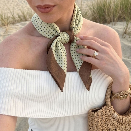Cream: Multicolour Dotted Square Scarf