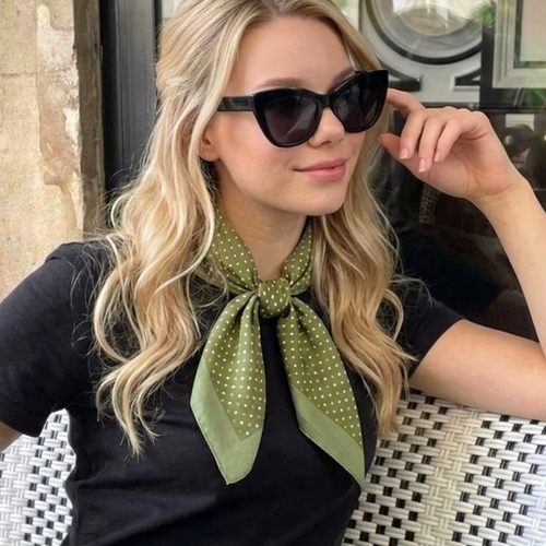 Green: Multicolour Dotted Square Scarf