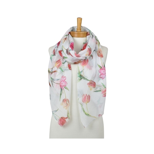 White: Tulip Garden Scarf