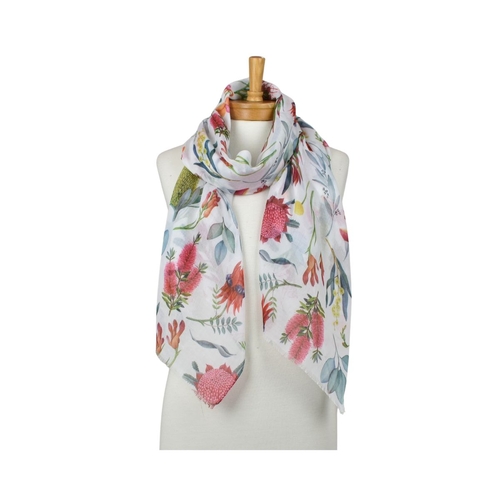 White: Australian Heritage Native Flora Scarf