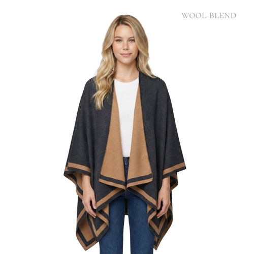 THSW1029: Black Camel: Reversible Border Wrap