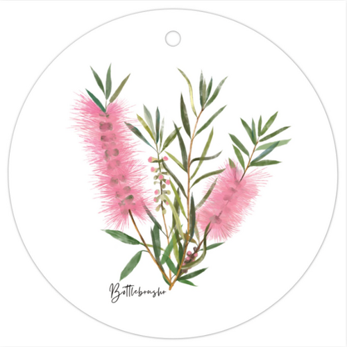 AGCTA1002: Pink: Bottle Brush Flower Gift Tag