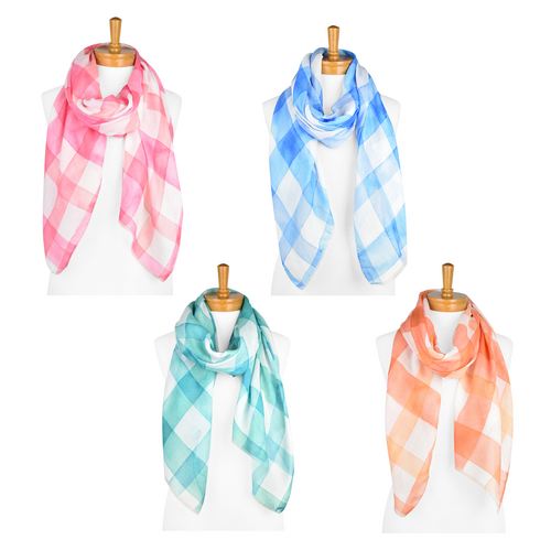 THSAP1152: (4 pcs) Gingham Patterned Scarf pack