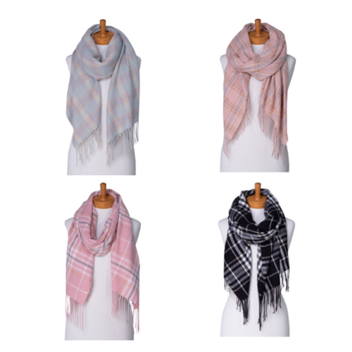 THSAP1282: (4pcs) Multi Colour Checked Scarf Pack