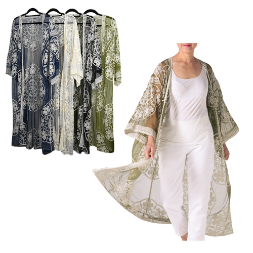 THSAP1329: (4pcs) Floral Lace Kimono Pack