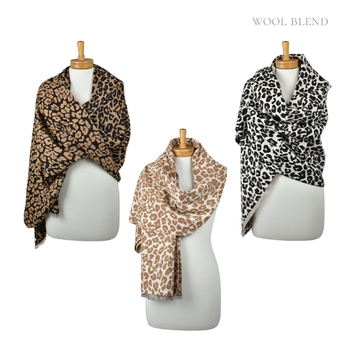 THSAP1382: (3 pcs) Reversible Leopard Luxe Scarf Pack