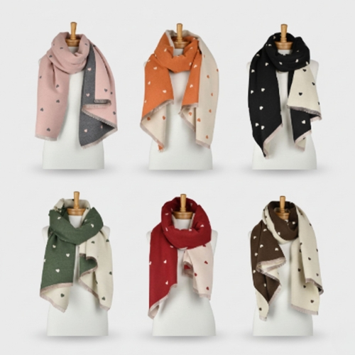 THSAP1391: (6 pcs)  Reversible Petite Hearts Scarf Pack